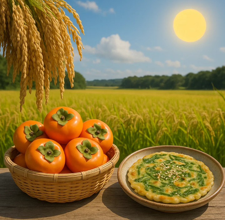 가을에-어울리는-감과-벼-이미지