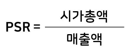 PSR은 시가총액 나누기 매출액
