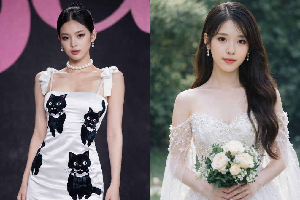 제니 vs 아이유, 같은 드레스 다른 분위기 비교