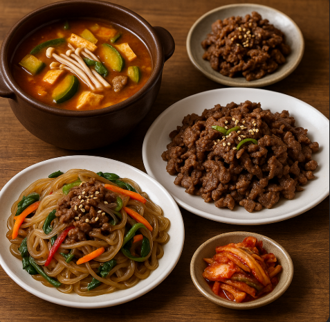 된장찌개,불고기,잡채