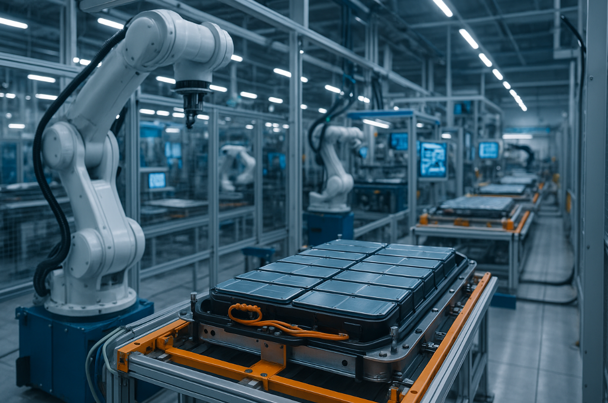 첨단 기술이 적용된 전기차 배터리 제조 시설