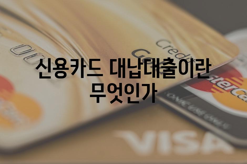신용카드 대납대출이란 무엇인가
