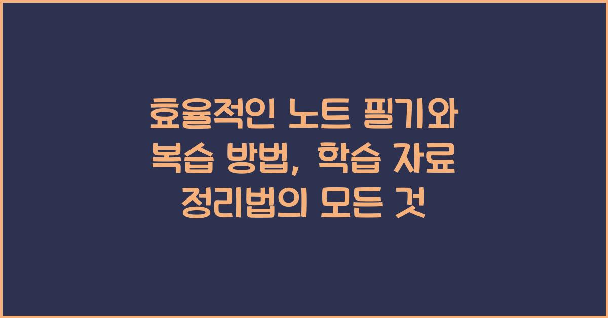 학습 자료 정리법: 효율적인 노트 필기와 복습 방법