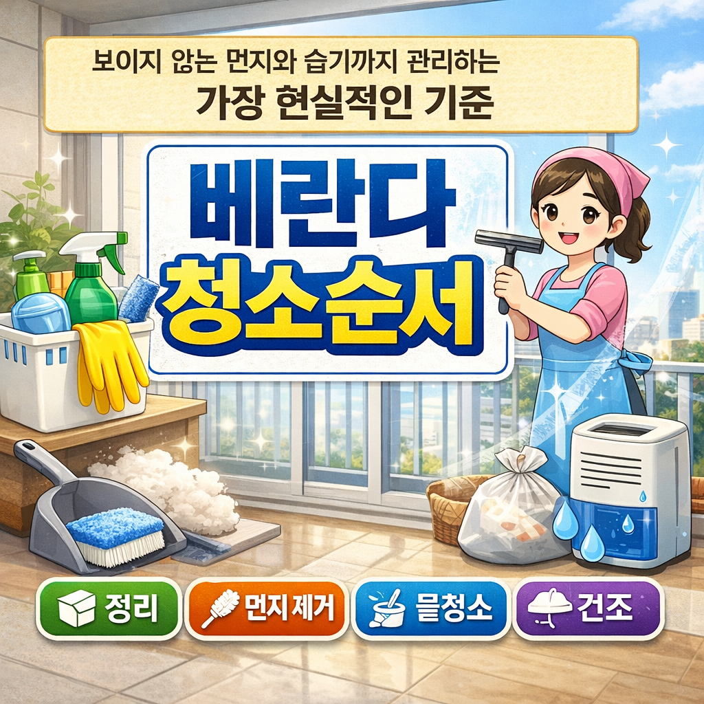 베란다 청소 순서 - 정리보이지 않는 먼지와 습기까지 관리하는 가장 현실적인 기준