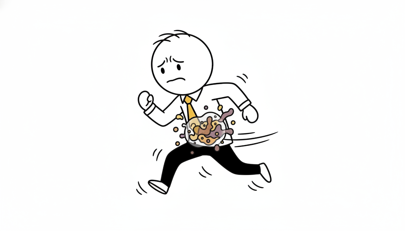 식사 직후 무리한 달리기로 유발된 복부 통증
