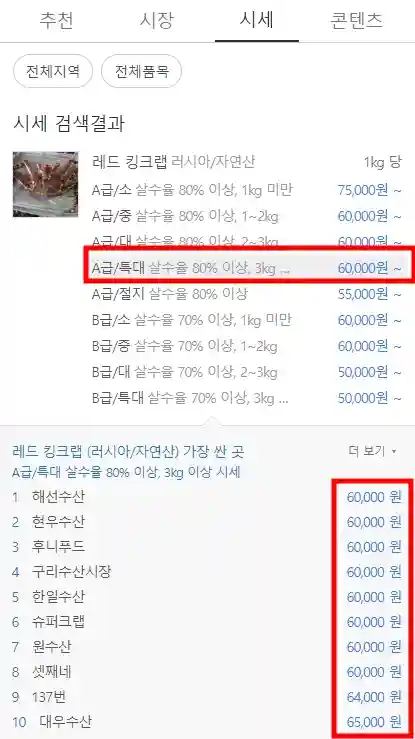 킹크랩 시세 조회 실시간 조회 방법