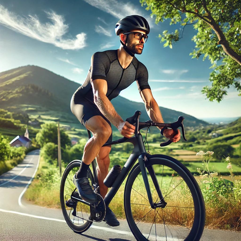 저속노화를 위한 유산소 운동으로 야외에서 사이클을 타는 남성의 모습