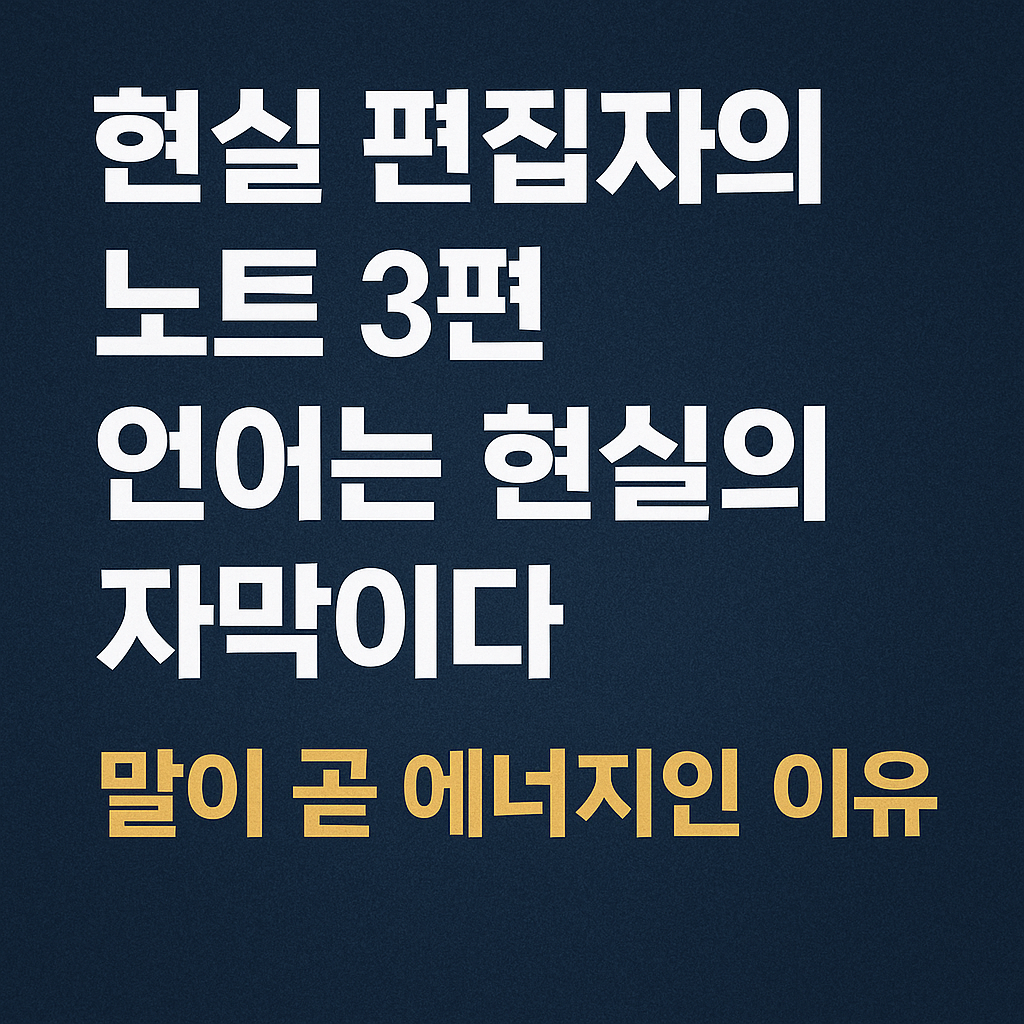 현실 편집자의 노트 3편 언어는 현실의 자막이다 – 말이 곧 에너지인 이유 블로그 썸네일 이미지