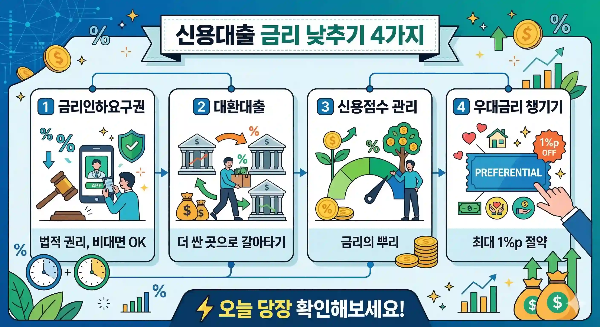 2026 신용대출 금리 낮추는 방법 4가지 금리인하요구권 대환대출