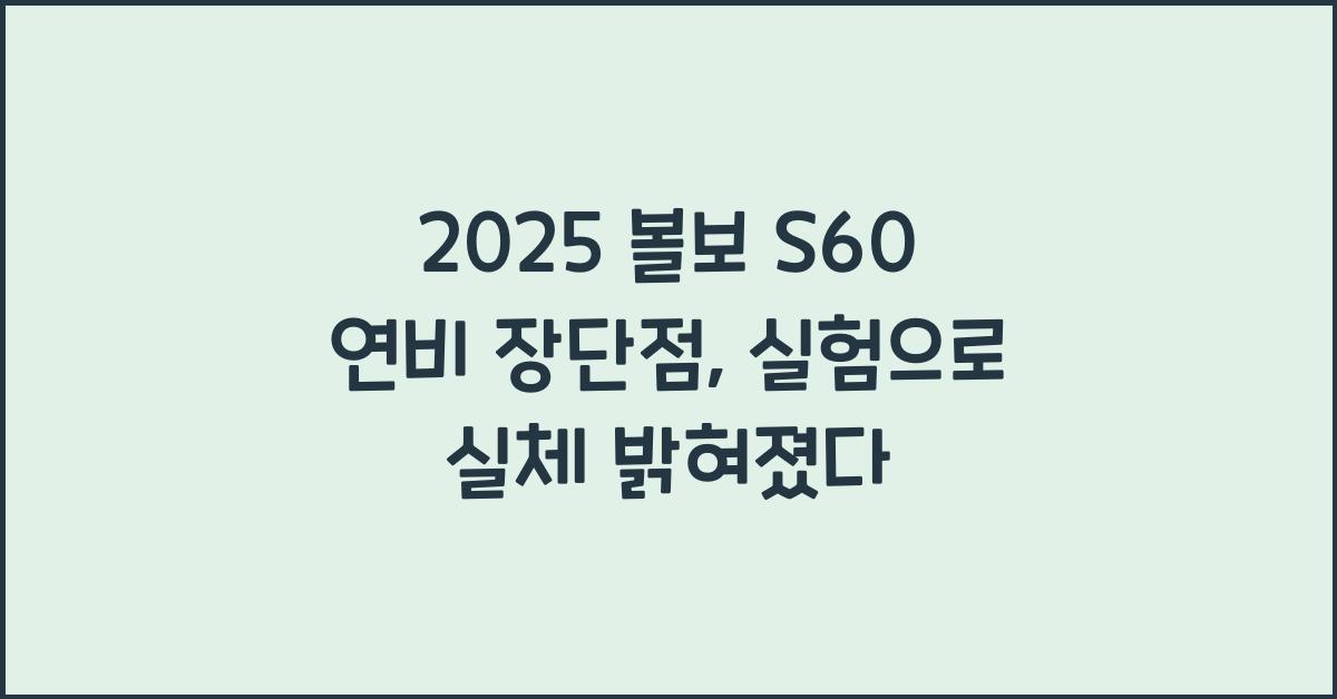 2025 볼보 S60 연비 장단점