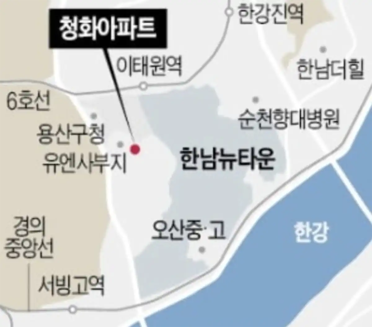 이태원-청화아파트-한남뉴타운-유센사부지-위치