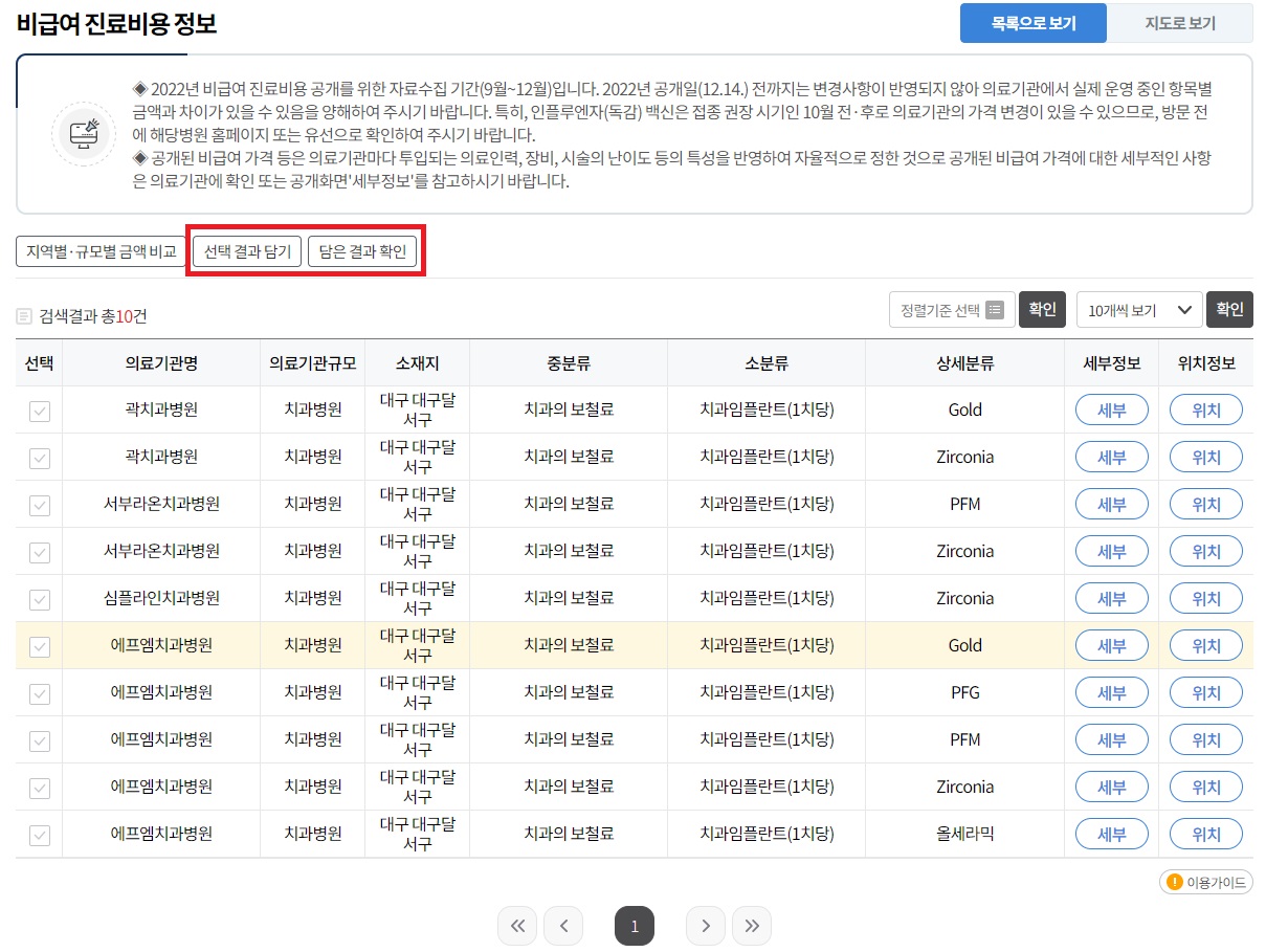 임플란트 가격 조회 방법