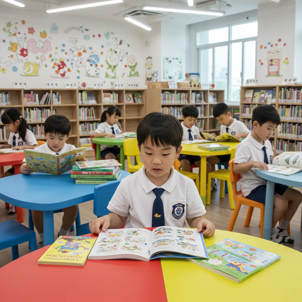 문해력 향상을 위해 책 읽고 있는 아이들