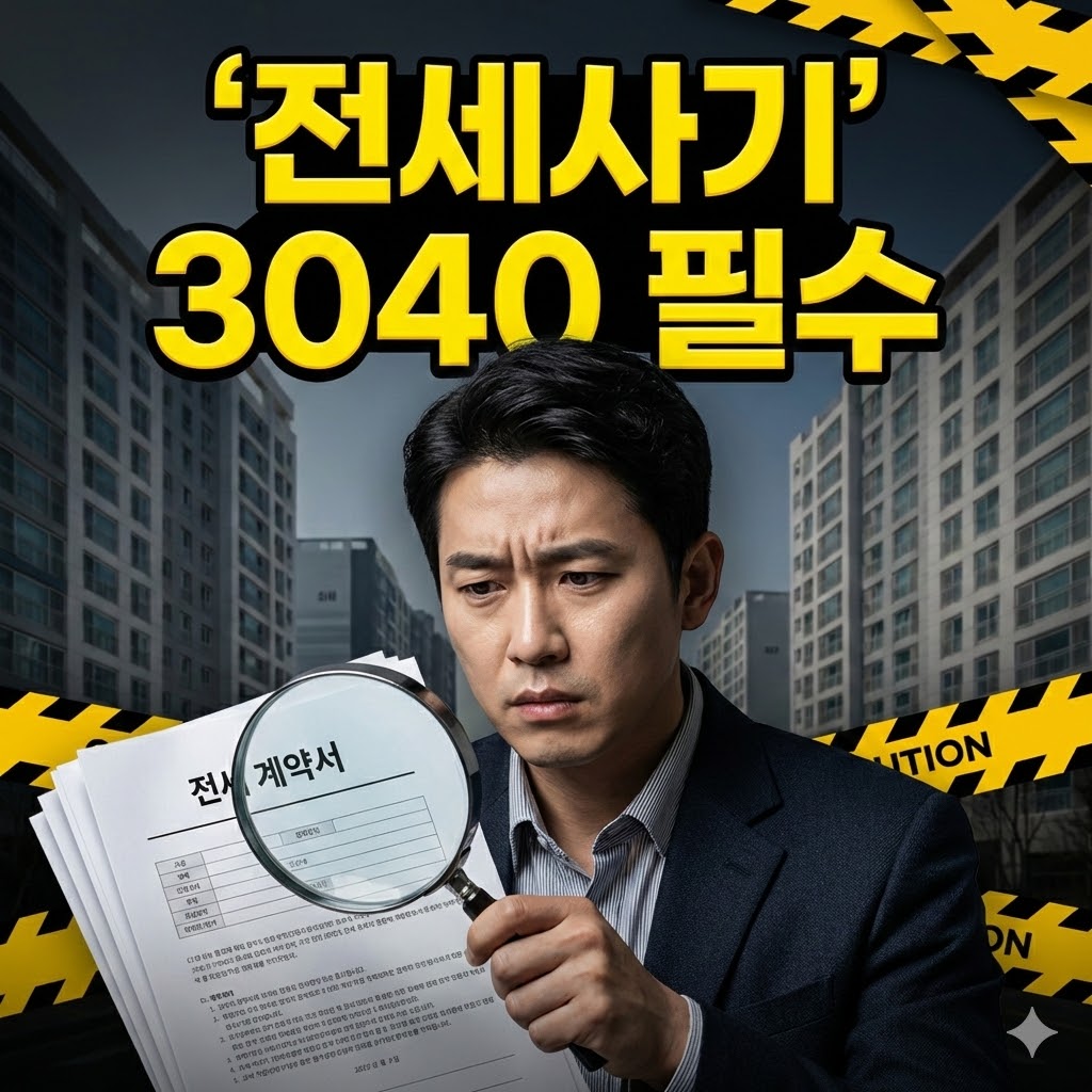 전세사기 예방을 위해 계약서를 꼼꼼히 살피는 3040 한국인 남성 썸네일
