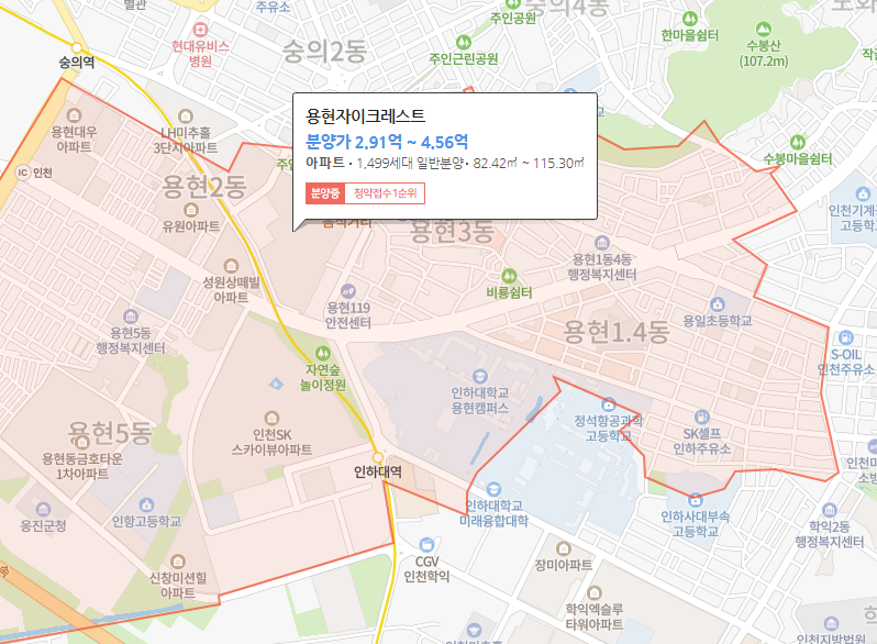 용현자이크레스트 위치