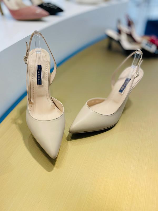 세라 여성 수제화 소가죽 펌프스 슬링백 샌들 스틸레토힐 S21G423 베이지 7 8CM