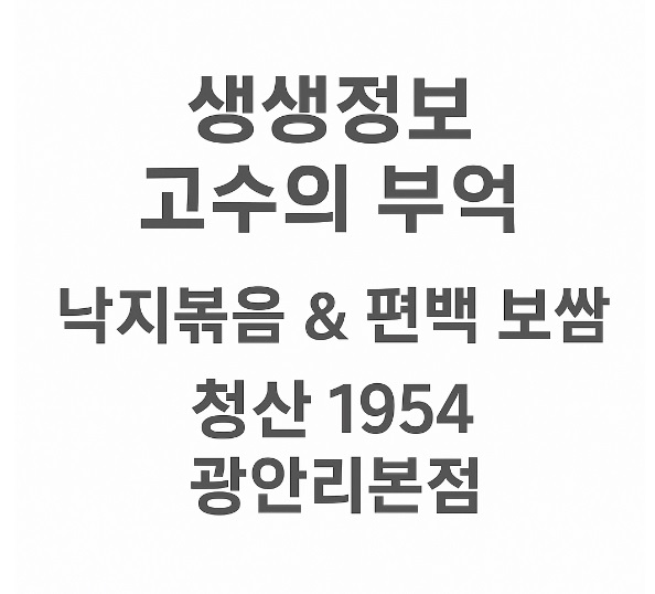 생생정보 고수의 부엌 부산 광안리 낙지볶음과 편백보쌈 맛집 부산 청산 1954 광안리 본점