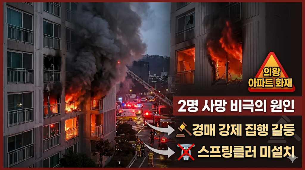 의왕 아파트 화재 2명 사망 원인 분석: 경매 강제 집행과 스프링클러 미설치의 비극