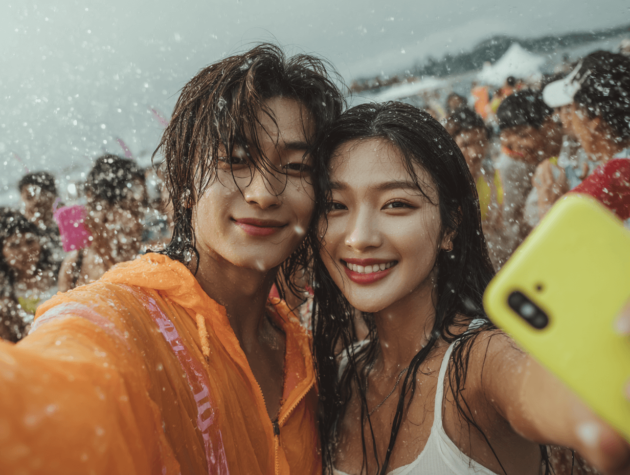 셀카를-찍고-있는-사람들