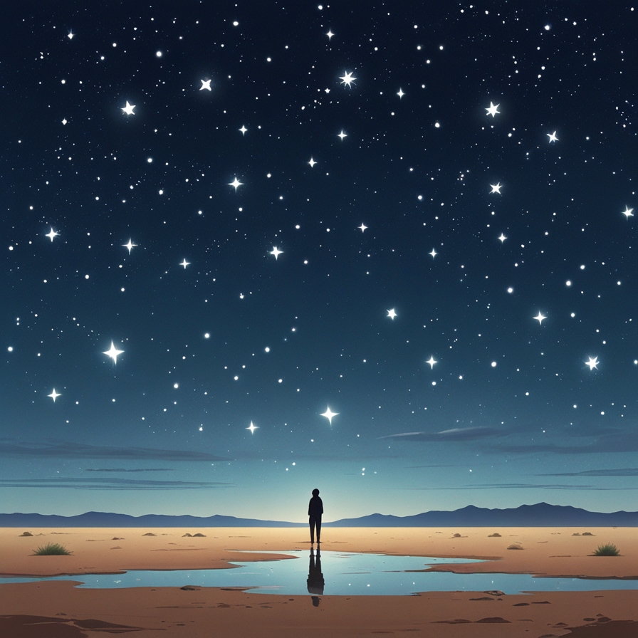 인간의 계산을 넘어서는 약속의 크기를 별이 가득한 하늘로 표현한 상징적 장면