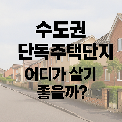수도권 단독주택단지, 어디가 살기 좋을까? 장단점 총정리