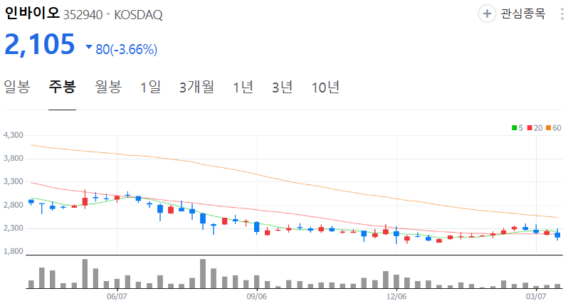 인바이오-주가-주봉