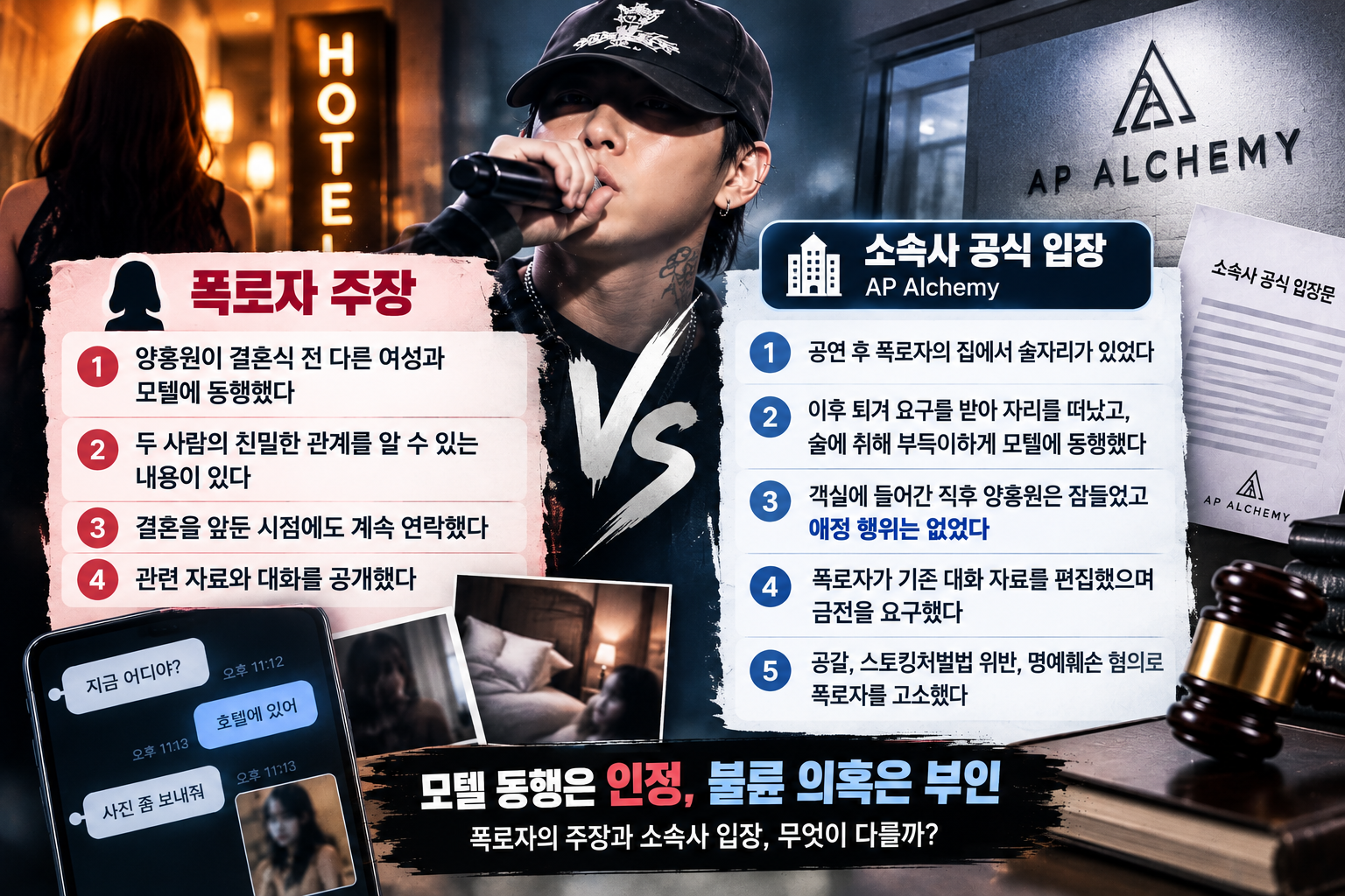 폭로자 주장과 소속사 입장 비교