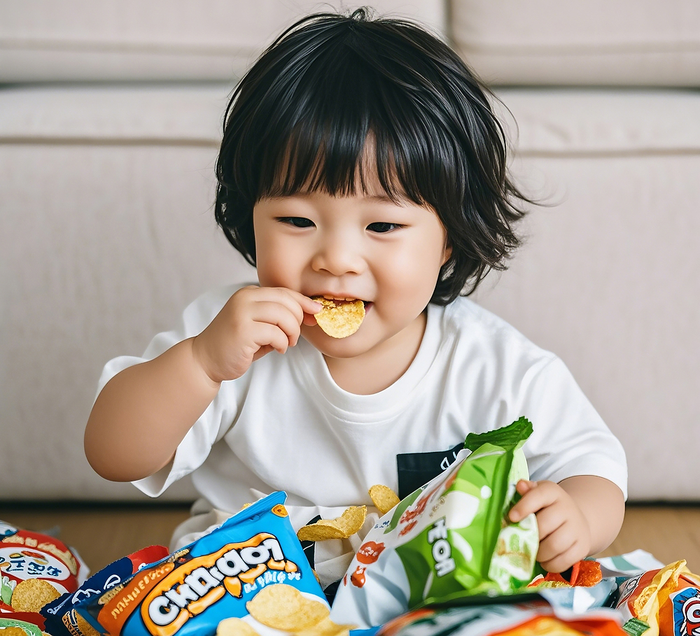 과자먹는 아이