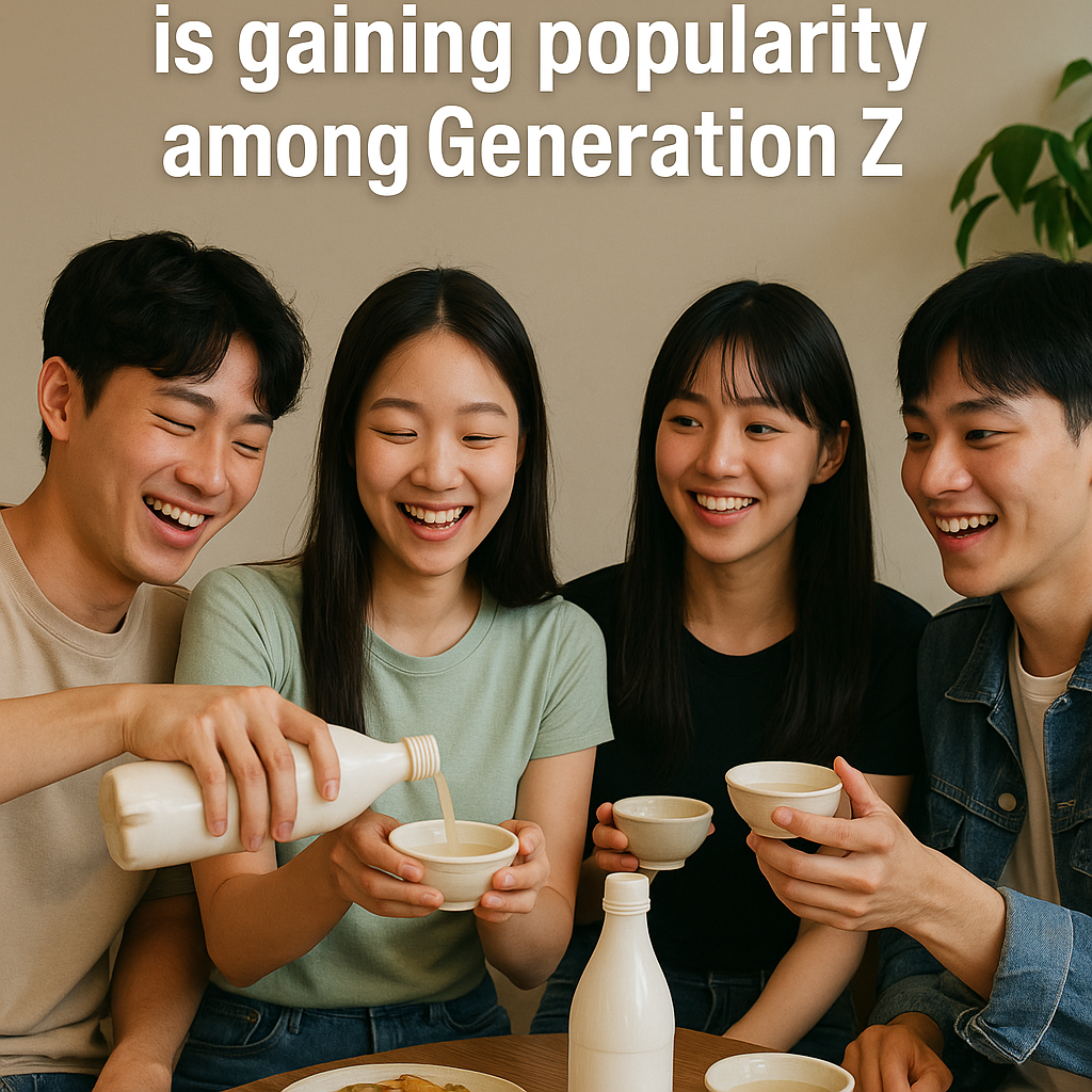 막걸리를 마시고 있는 MZ세대