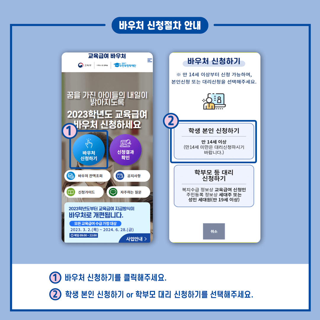 교육급여 바우처 신청절차 신청하기