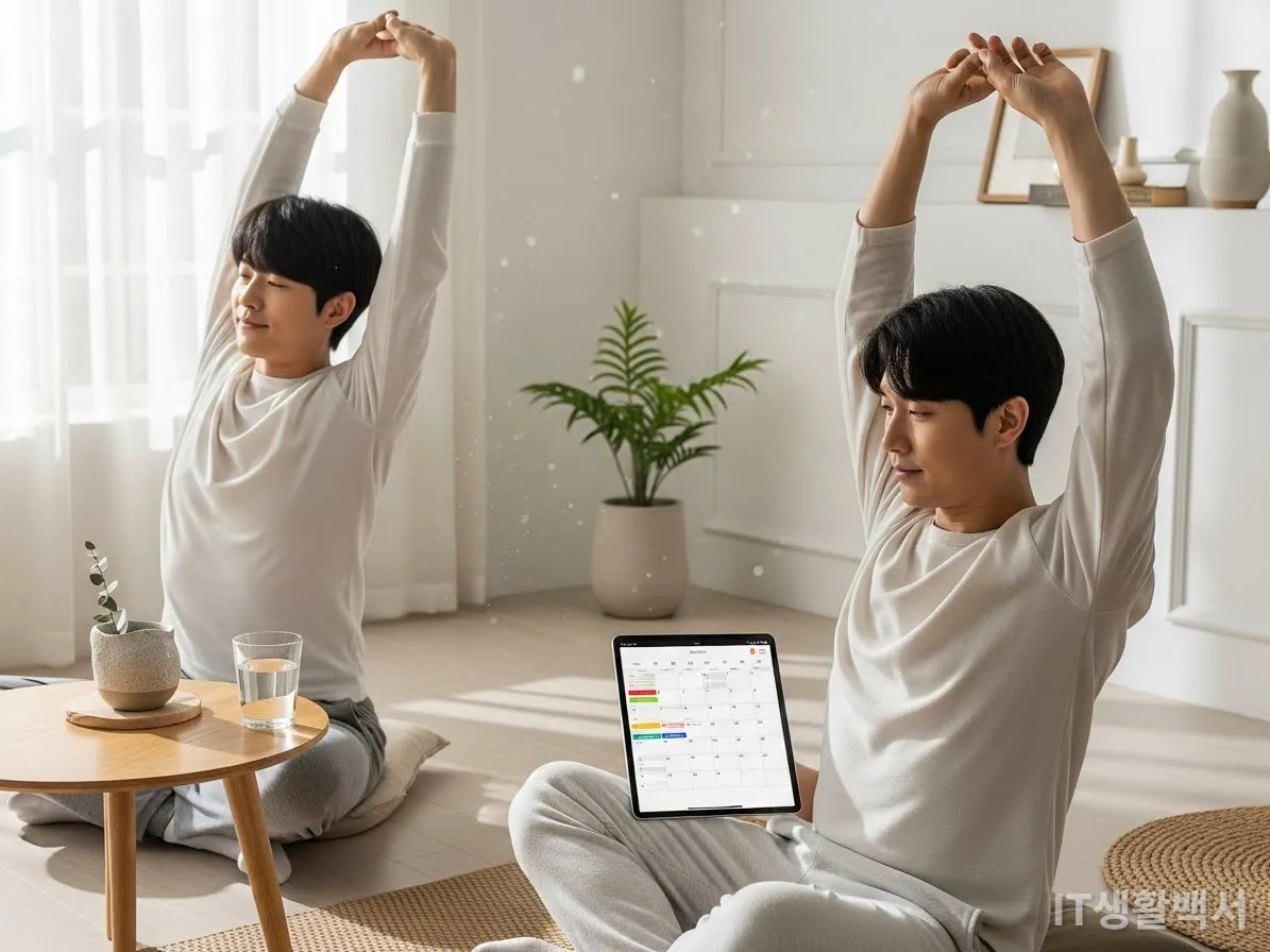 건강한 디지털 루틴을 실천하며 하루를 시작하는 한국인의 모습