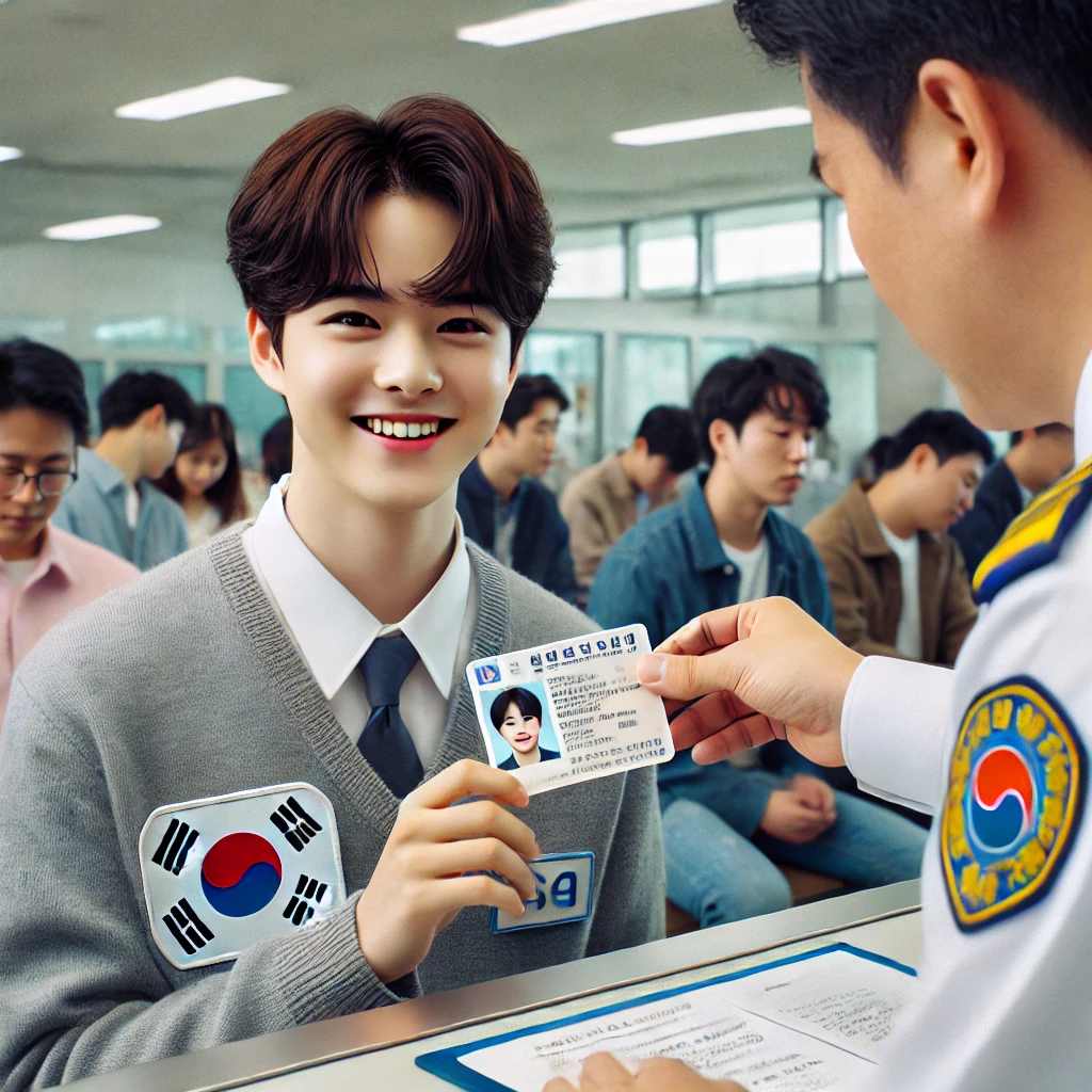 운전면허 교부 받는 고등학생