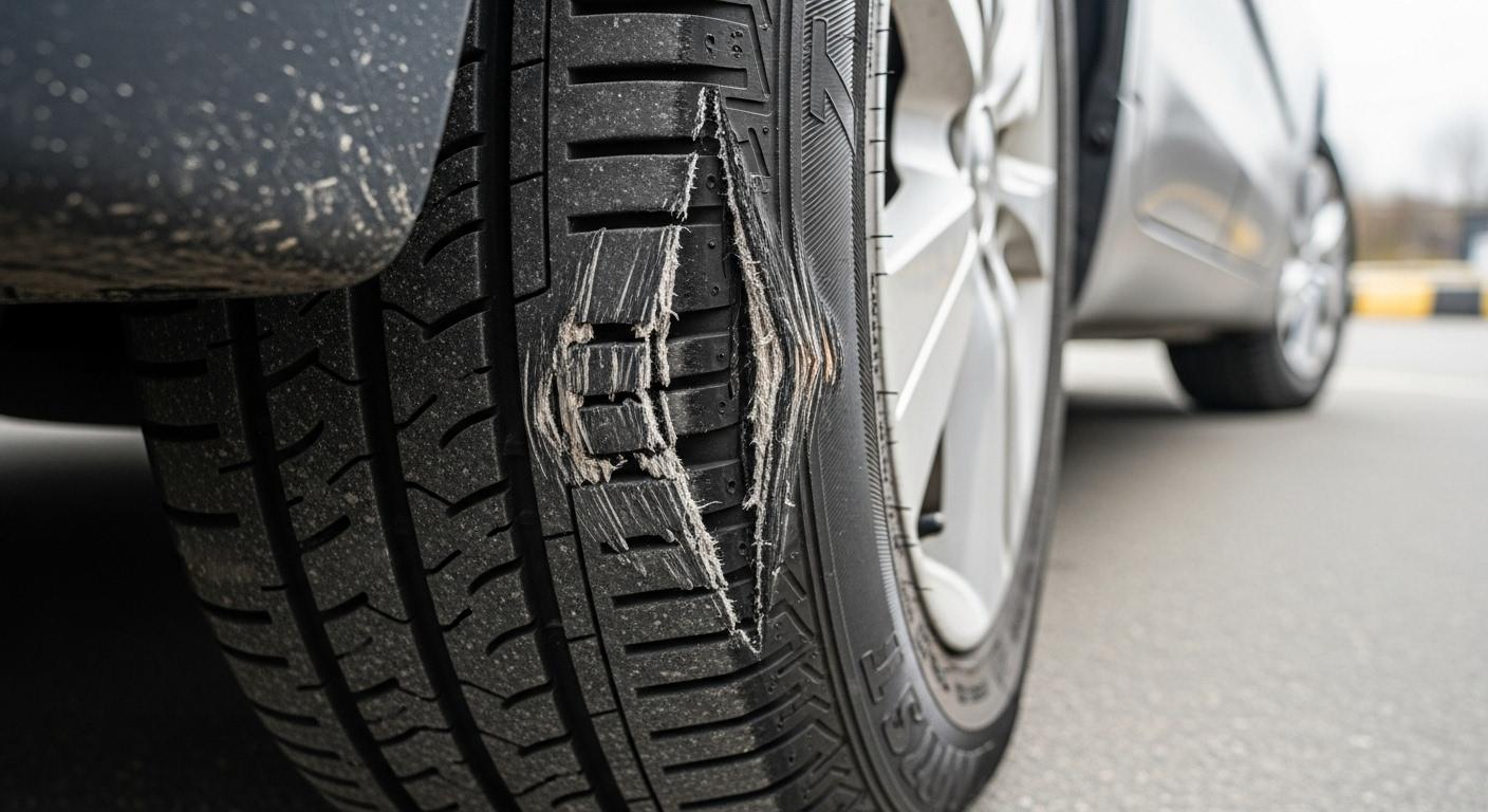 자동차 타이어 측면 손상