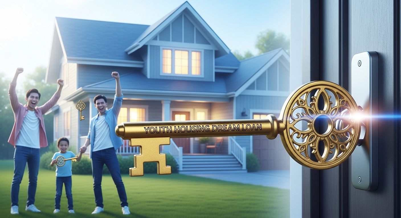 청년 주택드림 대출로 내 집을 마련하는 희망찬 젊은 세대를 상징하는 이미지