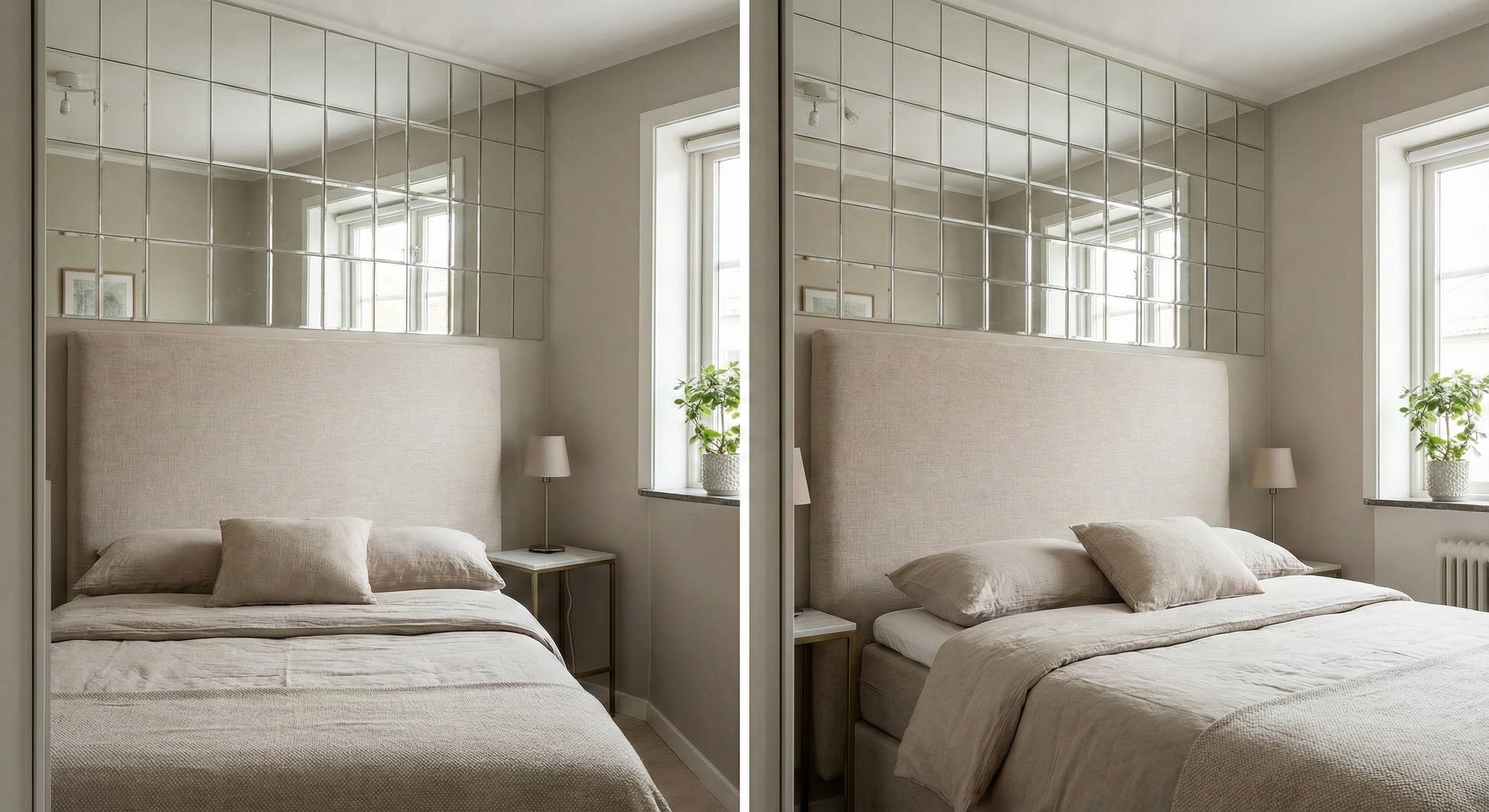 좁은 방에도 높은 헤드보드를 설치하는 스마트한 방법