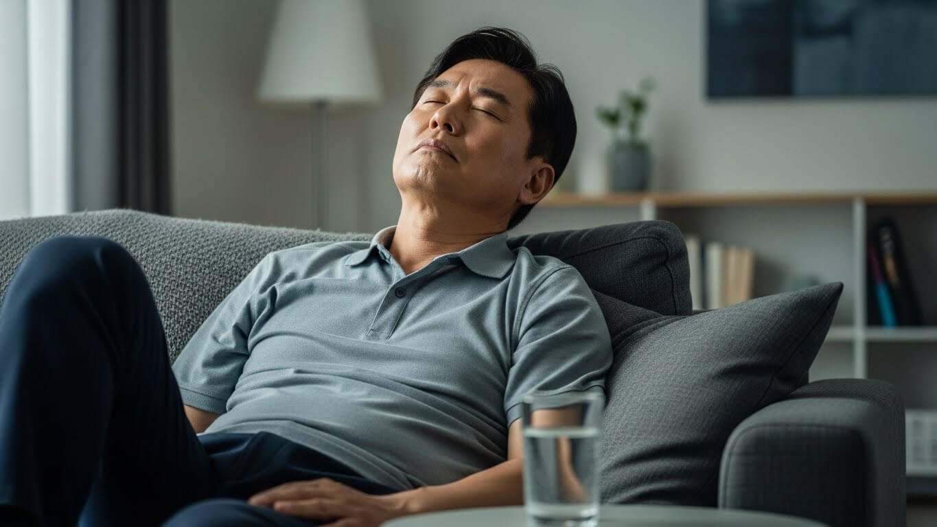 갑자기 어지러운 이유를 생각하는 모습