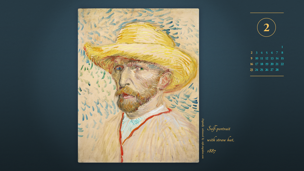 06 밀짚 모자를 쓴 자화상, F469 A - 2025년2월 노트북배경화면