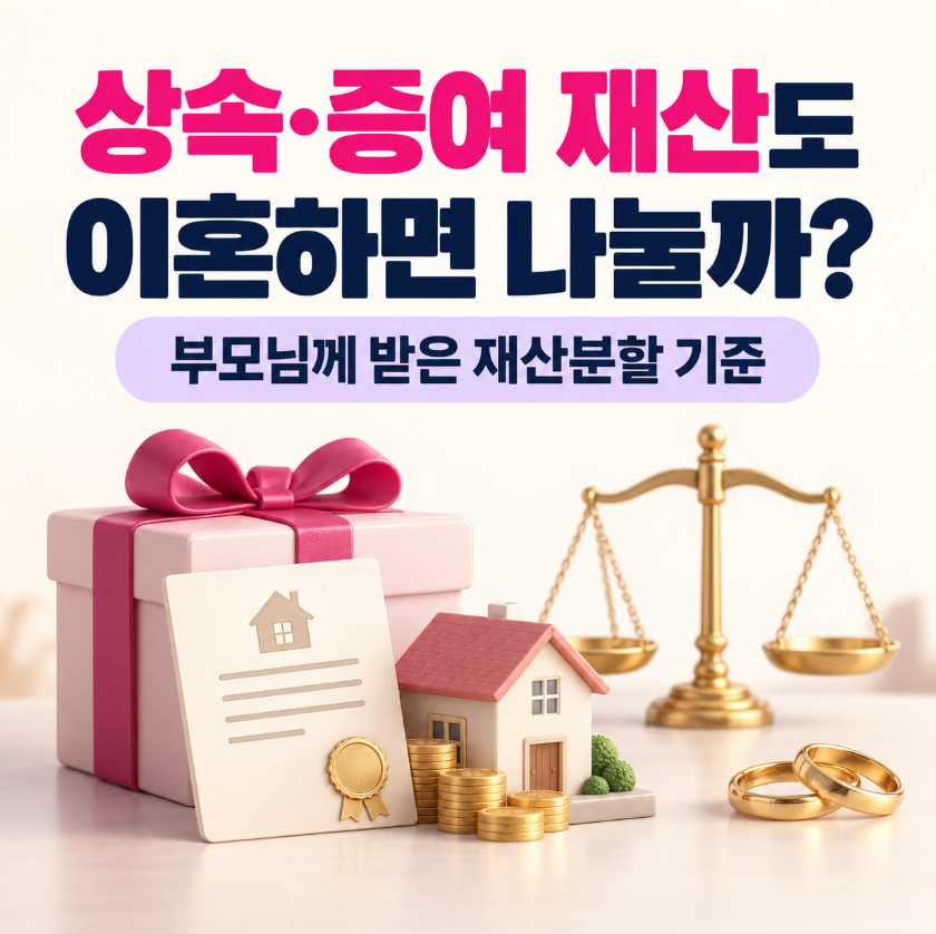 부모님에게 받은 상속&middot;증여 재산도 이혼하면 나눠야 하나?｜아파트&middot;현금 재산분할 총정리