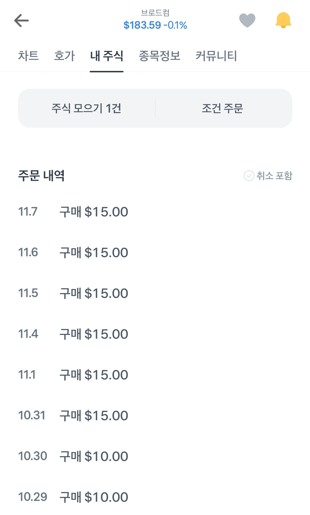 미국주식-브로드컴-매매내역