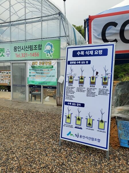 용인시산림조합 나무심는 요령 안내판