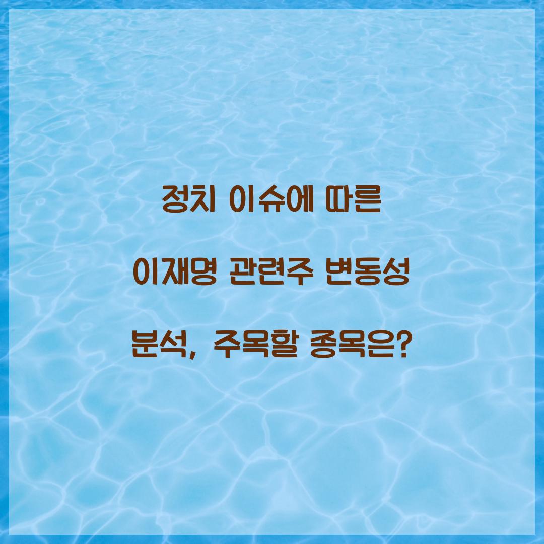 정치 이슈에 따른 이재명 관련주 변동성 분석