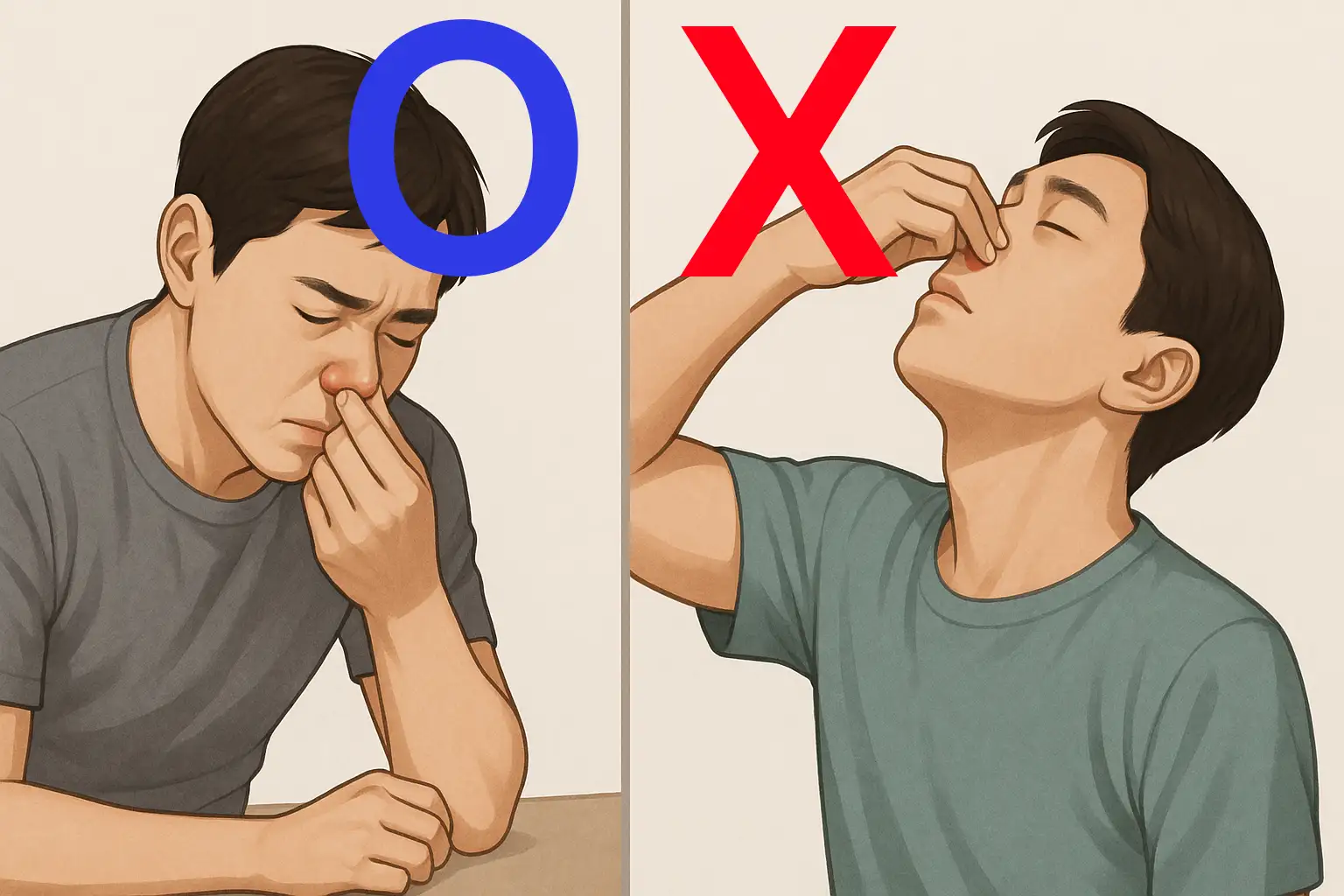 코피 지혈 자세