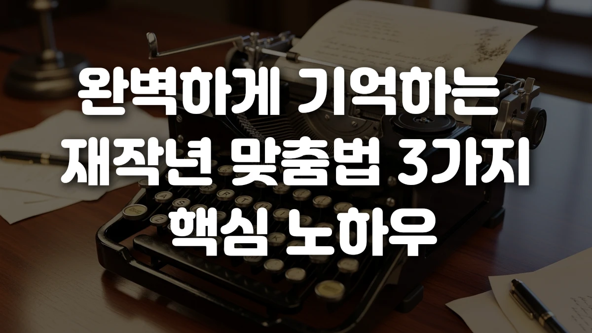 완벽하게 기억하는 재작년 맞춤법 3가지 핵심 노하우