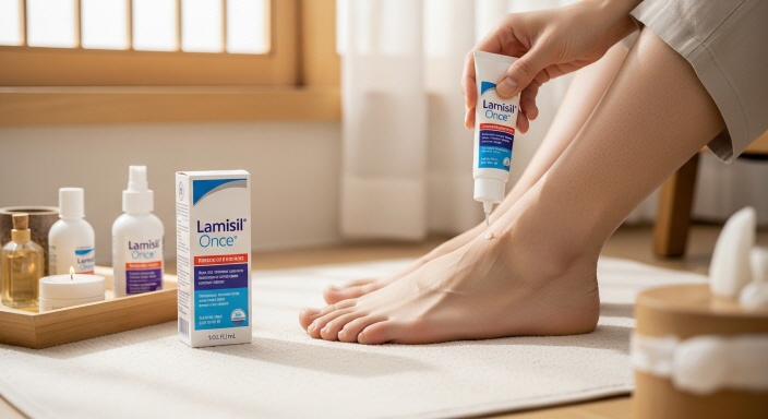 발바닥 무좀 예방을 위한 도포 모습