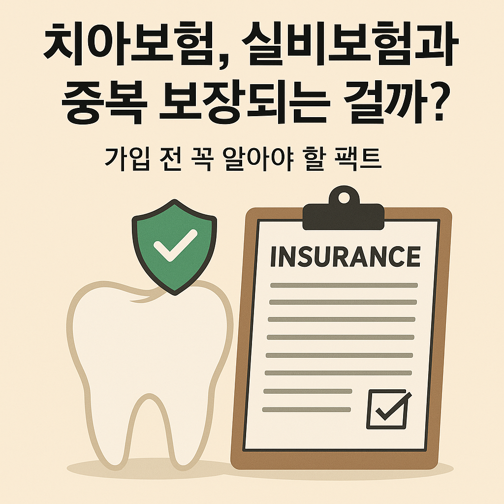 치아 모양 아이콘 + 보험 서류가 함께 있는 일러스트