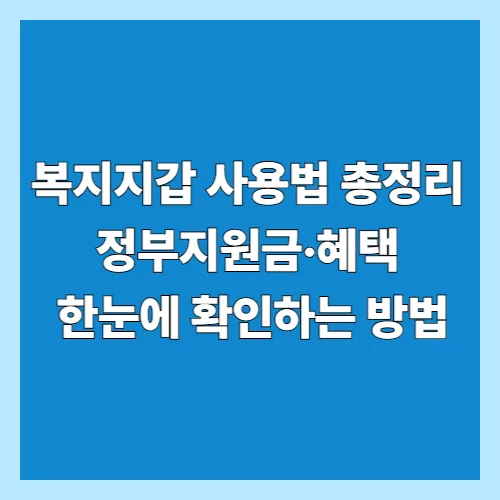 복지지갑 사용법 복지로 앱 내 지원금 한눈에 확인 2026