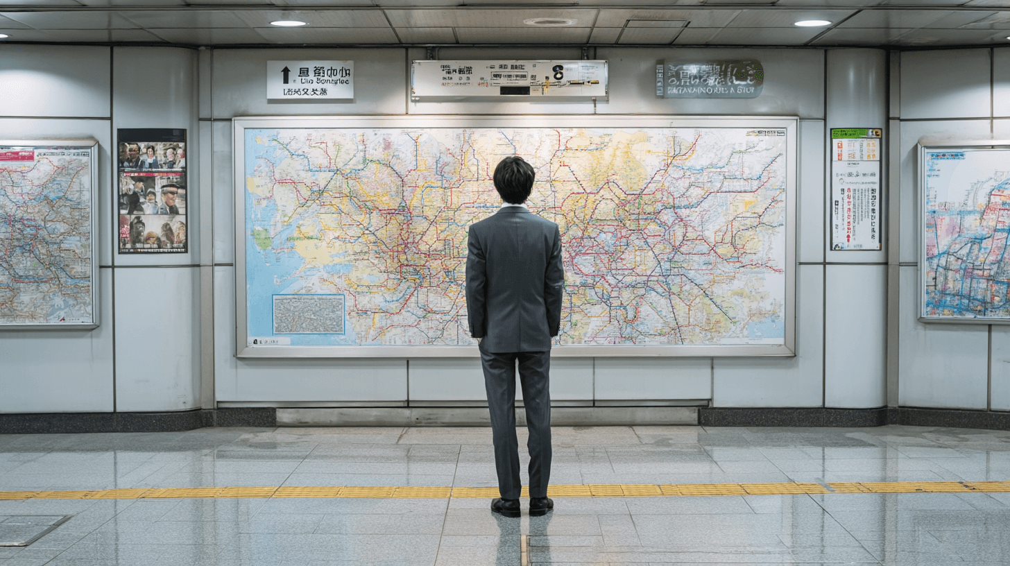 일본-지하철-노선도를-보고-있는-사람