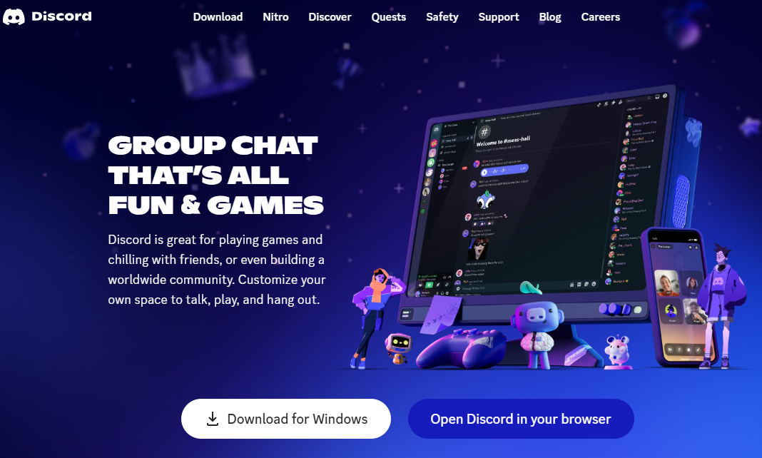 디스코드 웹사이트 또는 앱 실행