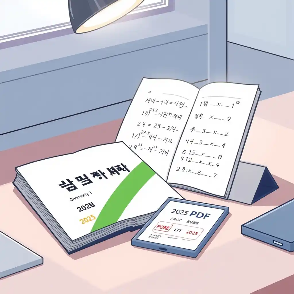 완자 화학1 답지 PDF 2025로 만점 완성을 다짐하는 학생 모습.