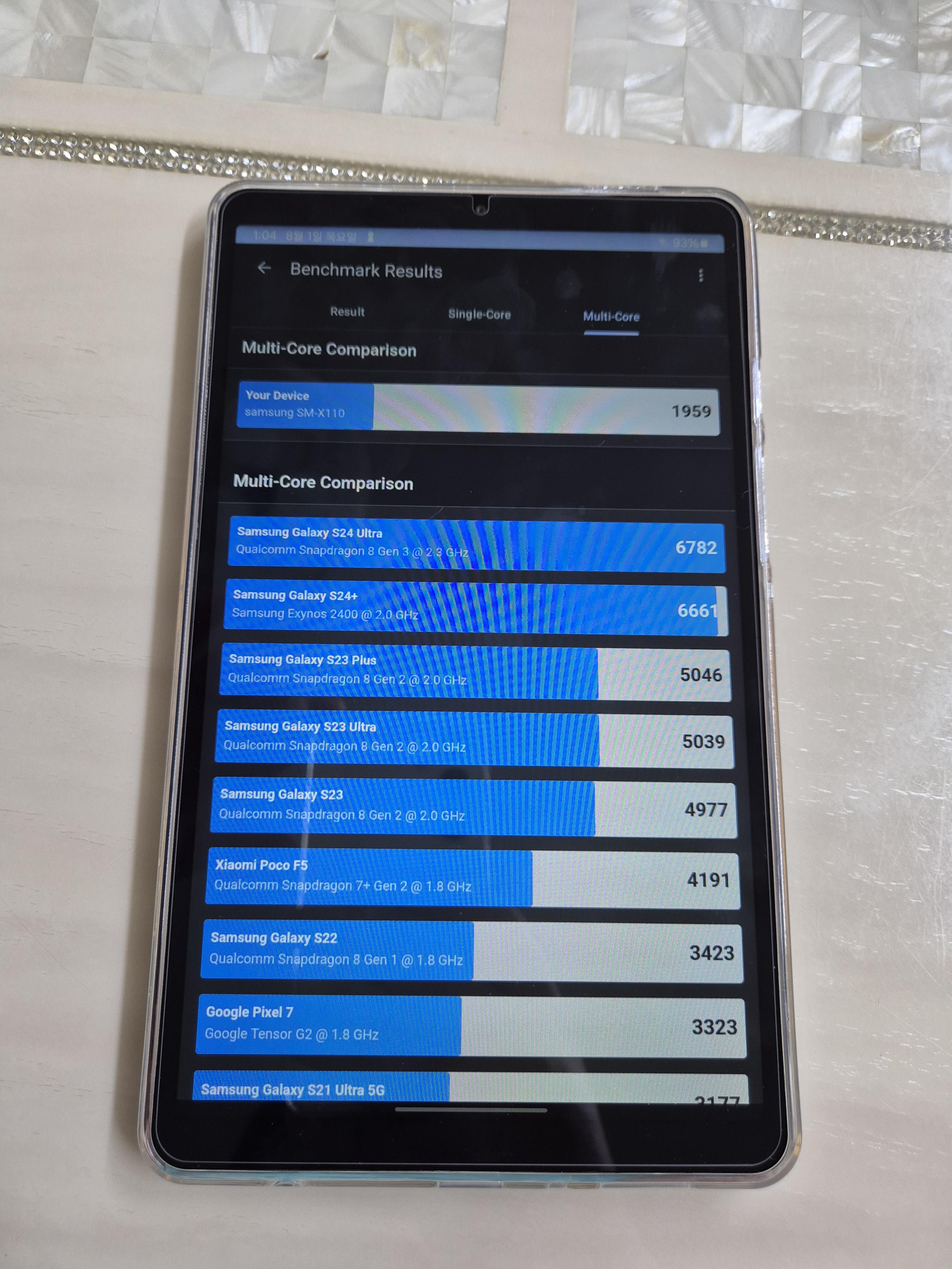 갤럭시 탭 A9 벤치마크 긱벤치6 멀티점수